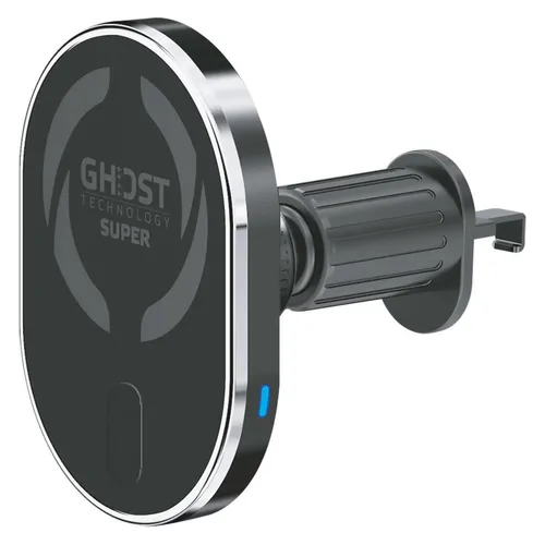 CELLY Ghost Super - Magnetische Autohalterung mit kabelloser Ladefunktion - Handy-Zubehör mit MagSafe, ideal für sicheres Fahren und schnelles Laden unterwegs, Farbe: Schwarz