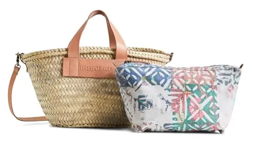 Desigual Umhängetasche Bols (Set, 2-tlg) - Umhängetaschen im 2-teiligen Set, aus hochwertigem Stroh mit stilvollem Fischgrätenmuster, ideal für den Sommer und vielseitig kombinierbar.