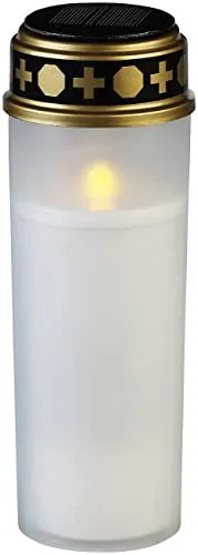 PEARL Solar Grablicht: XXL-Solar-LED-Grabkerze mit Dauerlicht und Akku, 21 cm, weiß (LED Grablicht wasserdicht, Beleuchtung, Kerze)