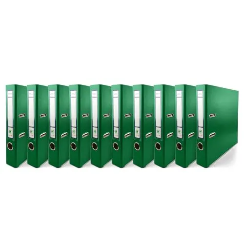 Netuno 10x Ring-Buch Grün DIN A4 Ekobox 2-Ring-Mechanik 5cm Ringmappe a4 schmaler Aktenordner a4 schmal Aktenordner dünn Kunststoffordner einfarbig Ordner Dokumente Ringbuch Ordner Schulordner