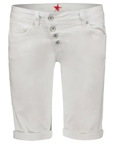 Buena Vista Damen Shorts MALIBU STRETCH TWILL - Weiss (10), XS - Damen-Shorts aus elastischer Baumwollqualität mit hohem Tragekomfort und schräg gehaltenen Knopfleiste, ideal für lässige Sommerlooks.