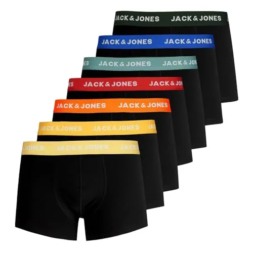 Jack & Jones JACVITO SOLID TRUNKS 7er Pack - Herrenunterhosen im 7er-Pack, anatomisch korrekte H-Form für optimalen Tragekomfort, aus strapazierfähigem Mischgewebe mit elastischem Bund.