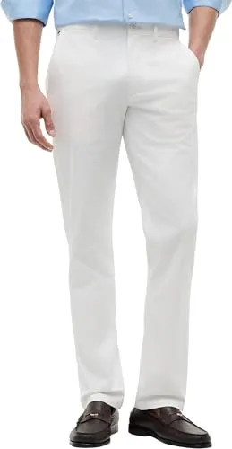 Tommy Hilfiger Chinohose DENTON ESSENTIAL Weiß, Gerades Bein 34 - Stilvolle Chinohose aus Baumwoll-Elasthan-Mischung für optimalen Tragekomfort. Ideal für legere Anlässe, mit praktischen Taschen und lässigem Schnitt.