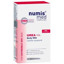 Numis Med Urea 10% Körpermilch - Spezialpflege für extrem trockene Haut, lindert sofort Spannungsgefühle und schützt vor Austrocknung. Ideal bei Neurodermitis und Psoriasis. Dermatologisch bestätigt für ausgezeichnete Verträglichkeit.