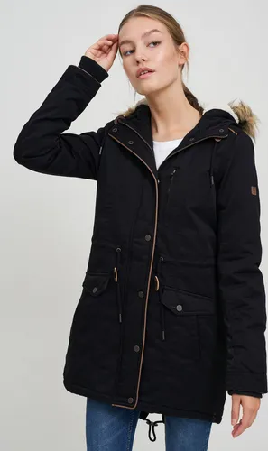 OXMO Anna Damen Winterparka mit Fellkapuze, Größe XL, Farbe BLACK - Funktionsjacken, warm gefüttert mit Teddyfutter, ideal für stylische Winteroutfits und kombiniert perfekt mit Chinos oder Jeans.