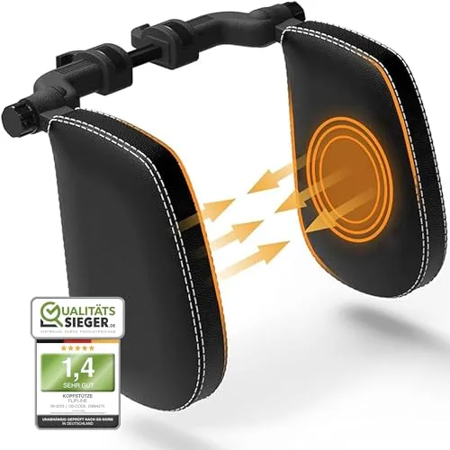 FLIPLINE® Kopfstütze Leder, bequemer Halt für längere Autofahrten - Kindersitz-Zubehör, hochwertige Leder-Kopfstütze mit ergonomischem Design für optimalen Komfort auf langen Autofahrten.