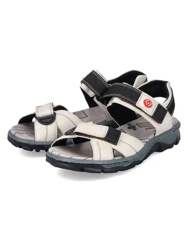 Rieker Trekkingsandalen 68851-80 - Weiße Damen Sandalen für Abenteuer - Wanderschuhe mit individuell verstellbarem Klettverschluss, rutschfester Sohle und hochwertigem Rauleder für optimalen Komfort bei Trekkingtouren.