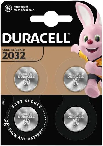 Duracell CR2032 Knopfzellen (4 Stück) - Hochleistungs Lithium-Batterien mit bis zu 70% längerer Lebensdauer, kindersicher und ideal für Autoschlüssel & Fitnessgeräte