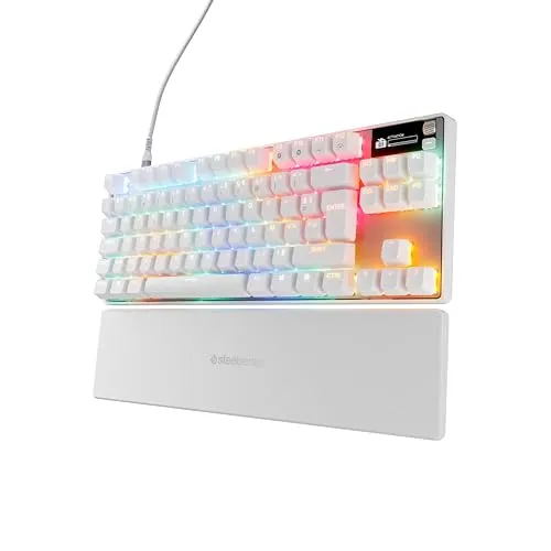 SteelSeries Apex Pro TKL Gen 3 - Weiße Gaming-Tastatur mit anpassbaren Hall Effect Switches - Erleben Sie die schnellste Gaming-Tastatur mit 20-facher Betätigungsgeschwindigkeit und 11-facher Reaktionszeit. Ideal für Gamer, die präzise Anpassungen und sofortige Presets schätzen.