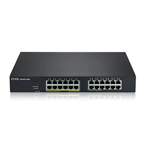 Zyxel 24 Port GbE PoE Switch 130 Watt | Rackmount & Cloud-fähig - Netzwerk-Switch mit 24 Gigabit-Ports, 12 PoE+ und 130 W Gesamtleistung. Unterstützt Nebula für nahtlose Cloud-Verwaltung und bietet leisen Betrieb dank intelligentem Lüfterdesign.