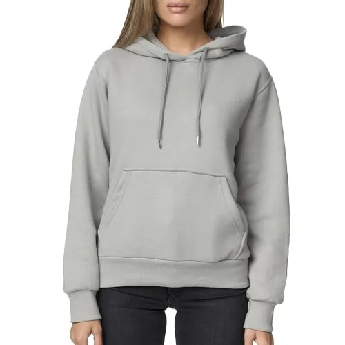 Smith & Solo Hoodie Damen – Kapuzenpullover Frauen Baumwolle Long, mit Kapuze Pullover Sweatshirt Rundhals, Slim Fit Freizeit Sport Langarmshirt, Hoodies Training - Pulli Streetwear Grau M