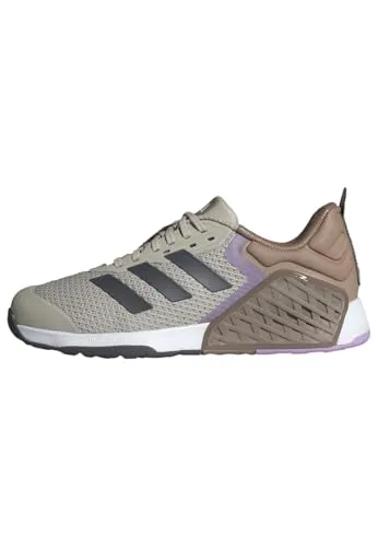 adidas Women's Dropset 3 Trainingsschuhe Beige/Grey Strata/Powder Plum 41 1/3 - Damen-Outdoor-Fitnessschuhe mit breiter Passform und HEAT.RDY-Technologie für optimalen Tragekomfort, ideal für intensives Training.