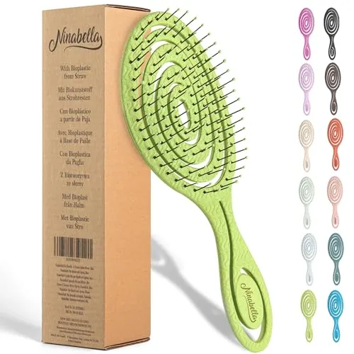 Ninabella Haarbürste - Entwirrbürste für Damen, Herren & Kinder, 1-tlg. - Die Ninabella Entwirrbürste sorgt für sanftes Durchkämmen ohne Ziepen. Hergestellt aus recycelten Materialien bietet sie ein ergonomisches Design und ist ideal für alle Haartypen. Perfekt für ein angenehmes Bürstenerlebnis!