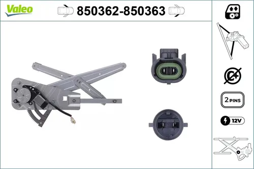 VALEO Elektrischer Fensterheber vorne links für RENAULT TWINGO 850362 - Fensterheber & -motoren, robuster Elektroantrieb für zuverlässige Fensterbedienung auf der Fahrerseite, OE-Referenznummer 8200051779