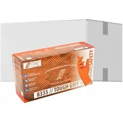 NITRAS TOUGH GRIP N Einmalhandschuhe, orange 8335-L , 1 Karton = 10 Packungen = 500 Stück, Größe L