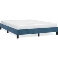 Dunkelblaues Samt Bettgestell 140x200 cm - Elegantes Bettgestell aus weichem Samt für erholsamen Schlaf, inklusive stabiler Stützbeine und Sperrholzlatten für optimale Matratzenunterstützung. Matratze nicht im Lieferumfang enthalten.