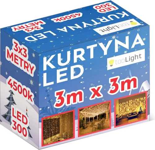 LED-Lichtervorhang 3x3m mit 300 warmweißen Dioden, 8 Leuchtmodi, IP44, Serie Gl2001