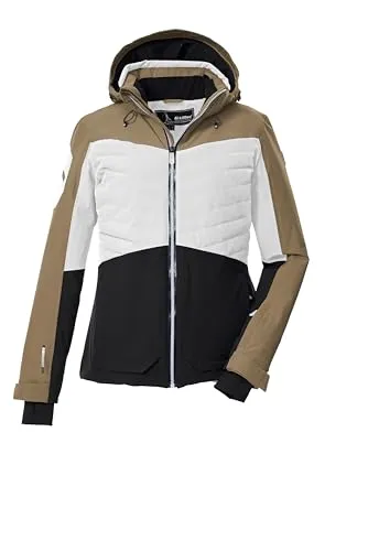 Skijacke KILLTEC "KSW 30 WMN SKI JCKT" Damen - Sportliche Damen Skijacke in naturweiß, wasserdicht und atmungsaktiv mit 10.000 mm Wassersäule. Ideal für den Wintersport mit praktischem Colourblock-Design und zahlreichen Funktionen.