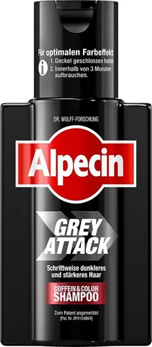 Alpecin Grey Attack Coffein & Color Shampoo 200 ml - Alpecin Haarpflege für schrittweise dunkleres Haar, ideal gegen graue Strähnen. Innovative Formel mit Coffein für stärkendes Haar, einfache Anwendung in nur 2-5 Minuten!