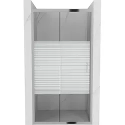 Mexen Apia Ausziehbare Duschtür 140 cm, Gestreift, Chrom - Duschkabine mit eleganter gestreifter Optik und schützender Beschichtung, ideal für moderne Badezimmer und platzsparende Lösungen
