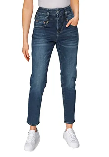 Herrlicher Damen Jeans Pitch Hi Slim - Blau (051 Clean), 26W / 30L - Langlebige Damenjeans aus robustem 10 oz Stoff, ideal für den Alltag. Das Größensystem (Weite × Länge) sorgt für eine schnelle und passgenaue Auswahl.