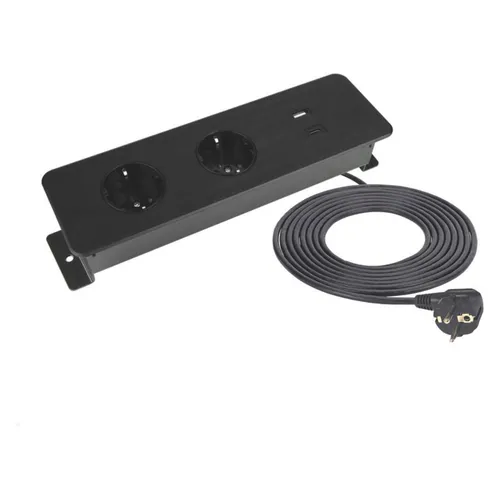 TecLines TES017B 2-fach Einbausteckdose mit USB A/C Charger - Praktische 2-fach Einbausteckdose mit USB A/C Charger und 1,5 m Kabel. Ideal für den flexiblen Einsatz in Ihrem Zuhause oder Büro, um Geräte effizient zu laden.