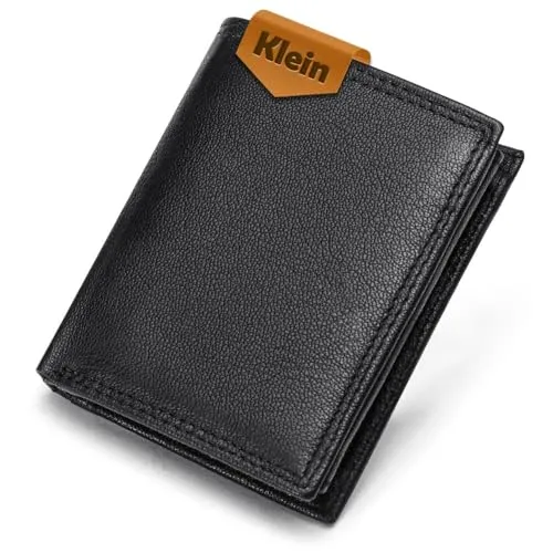 FOMAX Leder Geldbörse Herren Klein Portmonee Echtleder, Geldbeutel mit RFID Schutz, 11 Kartenfächer Hochformat Portemonnaie mit Münzfach, Schwarz
