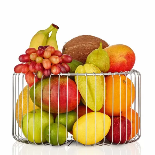 blomus Korb Estra Nr. 63644 - Edelstahl Obstkorb - Eleganter Obstkorb aus hochwertigem Edelstahl, ideal zur stilvollen Präsentation von Obst und Gemüse in Ihrer Küche.
