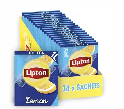 Lipton Eistee Pulver Set, "Zitrone", Erfrischung für die ganze Familie, 18x Sachet, in Pulverform zum Selbermachen