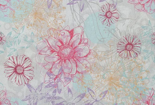 Fototapete ARCHITECTS PAPER "Atelier 47 Flower Artwork 2", bunt (rot, blau, lila), B:4m L:2,7m - Gestalte deine Wände mit dieser floralen Fototapete in kräftigen Farben. Ideal für kreative Akzente in Wohnräumen, einfach zu verarbeiten und leicht wieder zu entfernen.