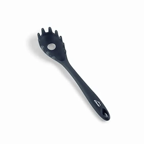 Lacor - 64470 - Grauer Spaghettiserver, Nudellöffel, Silikon, Küchenutensilien, ergonomischer Griff, Antihaftbeschichtet, hochtemperaturbeständig, spülmaschinenfest, Länge 27 cm