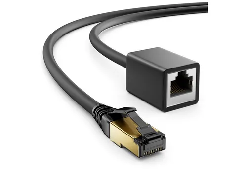 deleyCON deleyCON 0,5m Patchkabelverlängerung CAT.8.1 2000Mhz 40Gbit S-FTP LAN-Kabel