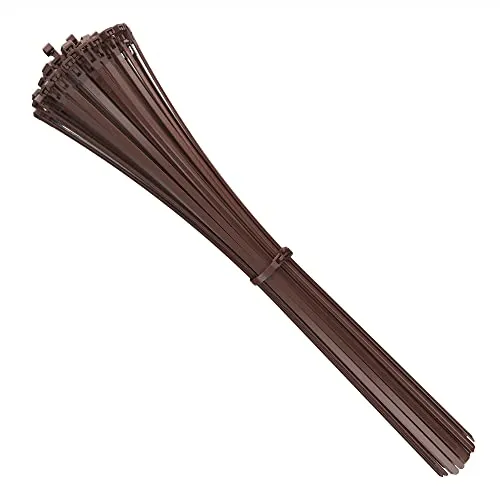 intervisio Kabelbinder Wiederverschließbar, 540mm x 7,6mm, braun, Extra Lang, 100 Stück, Wiederlösbar, Wiederverwendbar
