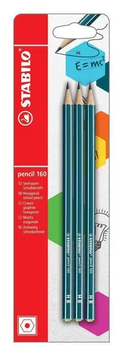 Bleistift - STABILO pencil 160 in petrol - Härtegrad HB - 3er Pack