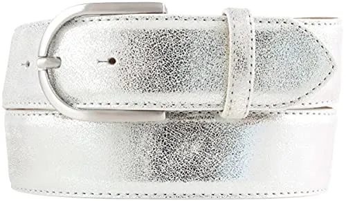 BELTINGER Damen-Gürtel aus echtem Leder mit Metall-Optik 4 cm - Eleganter 40mm Ledergürtel mit Metallic-Ending, hergestellt in Italien. Robuste Verarbeitung und individuelle Größenanpassung für optimalen Tragekomfort. Ideal für Jeans, Hosen und Freizeitlooks.