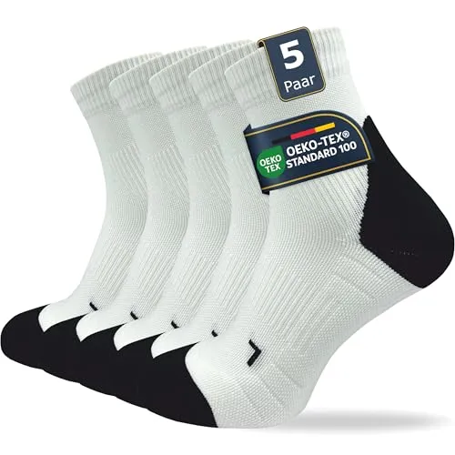 GAWILO Herren Laufsocken mit Kompression – 5 Paar - Optimal für Sport: Diese atmungsaktiven Laufsocken bieten Anti-Blasen Schutz und sitzen dank anatomischem Fußbett perfekt. Ideal für Jogging und Training, mit Kompression für mehr Ausdauer und Stabilität.
