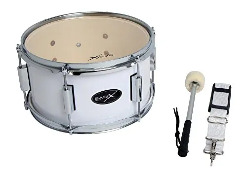 GEWA Marching Tenordrum 14 x 10" - Weiße Marschtrommel mit Zubehör - Basstrommel mit 6-lagigem Holzkessel für kraftvollen Klang, inklusive Trageriemen und Schlägel für sofortigen Musikspaß.