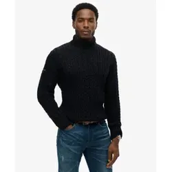 Superdry Herren Pullover M6110673A Jacob Cable Roll navy (XXL) - Lässiger Rollkragenpullover aus hochwertiger Wolle, ideal für kalte Tage. Die lockere Passform und das moderne Design machen ihn zum perfekten Begleiter für legere Anlässe. Mit gerippten Abschlüssen und Metalllogoplakette.