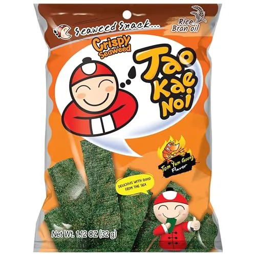 Tao Kae Noi Crispy Seaweed Snack Tom Yum Goong, Algensnack mit Garnelengeschmack, 32 g