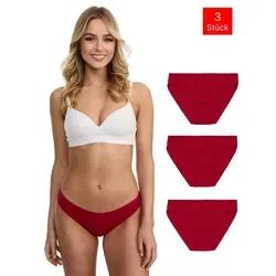 Tazzio Slip 3er-Pack Damen Slip F941 (Packung, 3-St., 3er-Pack) Nahtlose Verarbeitung - keine sichtbaren Linien unterm Outfit rot XS