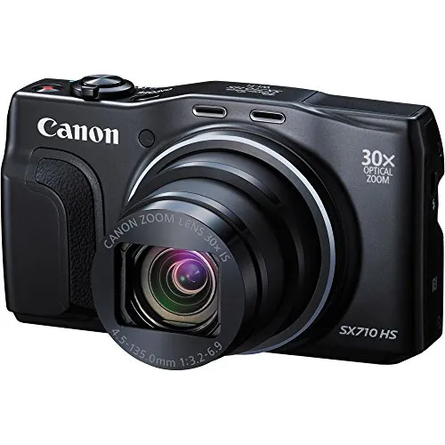 Canon PowerShot SX710 HS schwarz - Kompaktkamera mit 20,3 MP und 30x optischem Zoom, ideal für detailreiche Aufnahmen auf Reisen und im Alltag.