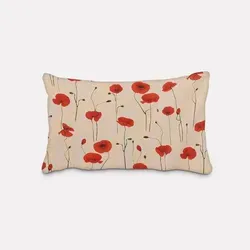 SCHÖNER LEBEN. Dekokissen SCHÖNER LEBEN. Kissenhülle Poppy Field Mohnblumen natur rot beige|rot rechteckig | 40 cm x 60 cm