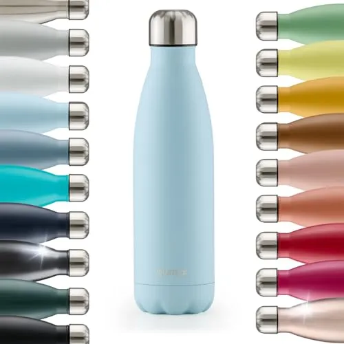 Blumtal Trinkflasche 1000 ml Edelstahl - auslaufsichere Isolierflasche - BPA-freie Trinkflasche kalt & warm - doppelwandige Insulated Bottle - rostbeständige Isolierflasche Hellblau