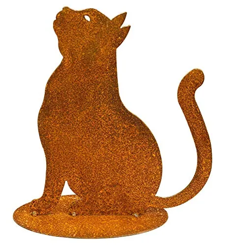 Manufaktur Lichtbogen Edelrost Gartenfigur Katze sitzend