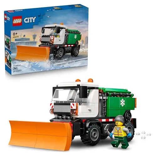LEGO City Schneepflug - Spielzeug Set mit Minifigur, Werkzeugen und Streufunktion - Geburtstagsgeschenk für Jungen ab 6 Jahren und Technikfans - 60490
