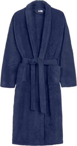 Hip Unisex-Bademantel "Hip Bathrobe uni - Blue" Gr. M, blau - Hochwertiger Bademantel aus weichem Baumwoll-Frottee, ideal für Damen und Herren. Mit Schalkragen, Gürtel und praktischen Taschen für höchsten Komfort. Pflegeleicht und bis 40°C waschbar, perfekt für entspannte Momente zu Hause oder im Spa.