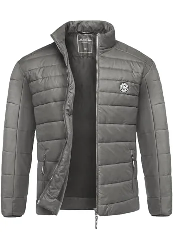 Amaci&Sons Herren Steppjacke 9103 Dunkelgrau M - Funktionsjacke für Outdoor-Aktivitäten, leicht und warm, ideal für wechselhaftes Wetter.