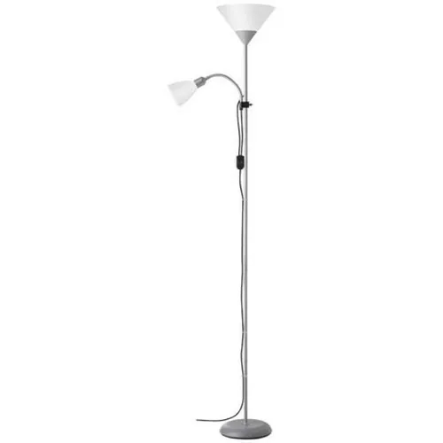 Brilliant Stehlampe SPARI 4, silber, 180 cm mit E27 + E14 Fassungen - Vielseitige Stehlampe für jeden Raum, mit separater Leselampe und flexiblem Schwanenhals. Hochwertiges Aluminium-Gehäuse, ideal für individuelle Lichtgestaltung.