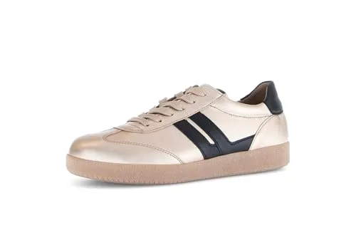 Gabor Damen Low-Top Sneaker, Frauen Sneaker,breit,Hovercraft,atmungs-aktiv,sacchetto,weich,sportlich,Weiss,blau,Champagner/schwarz,44 EU / 9.5 UK