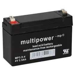 Multipower Blei-Akku MP3,5-4 Pb 4V 3,5Ah - Zuverlässige Energieversorgung mit Faston 4,8mm Anschluss, ideal für Sicherheitssysteme und Notstromversorgung